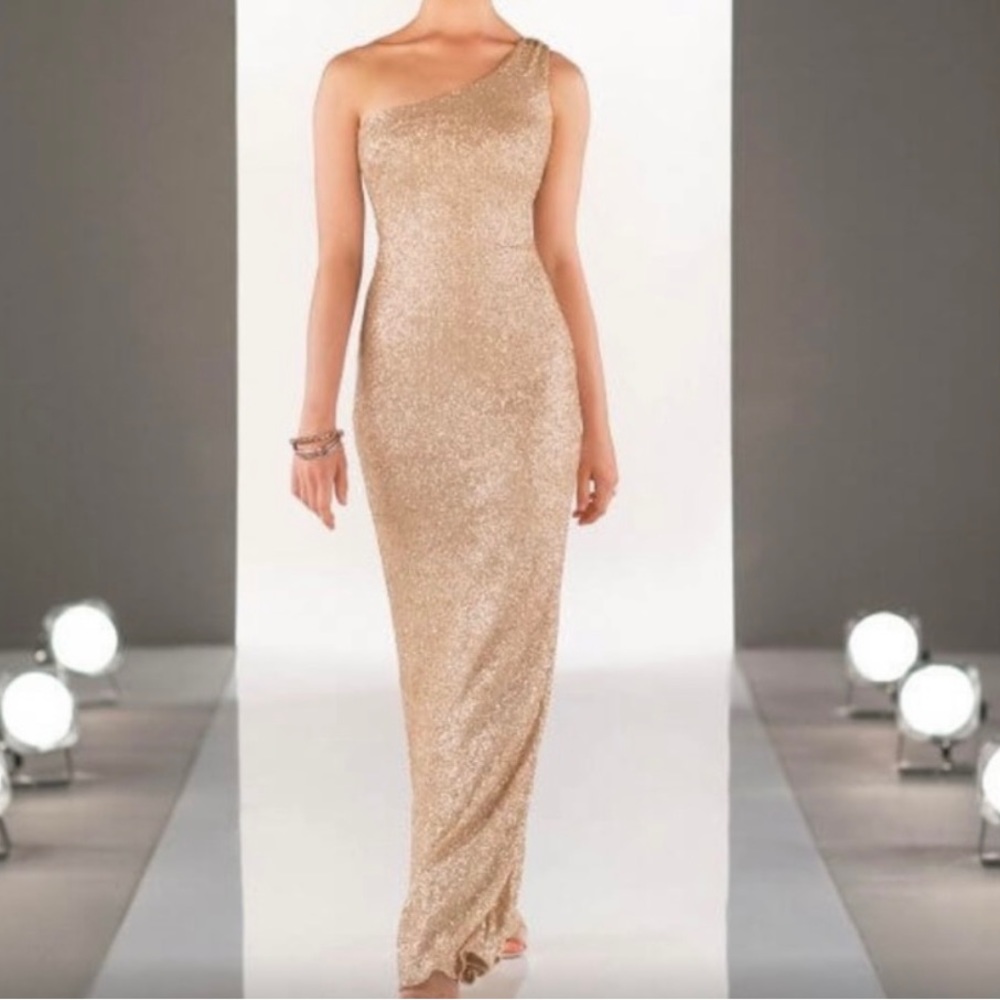 Sorella Vita Gold One Shoulder sequin gown